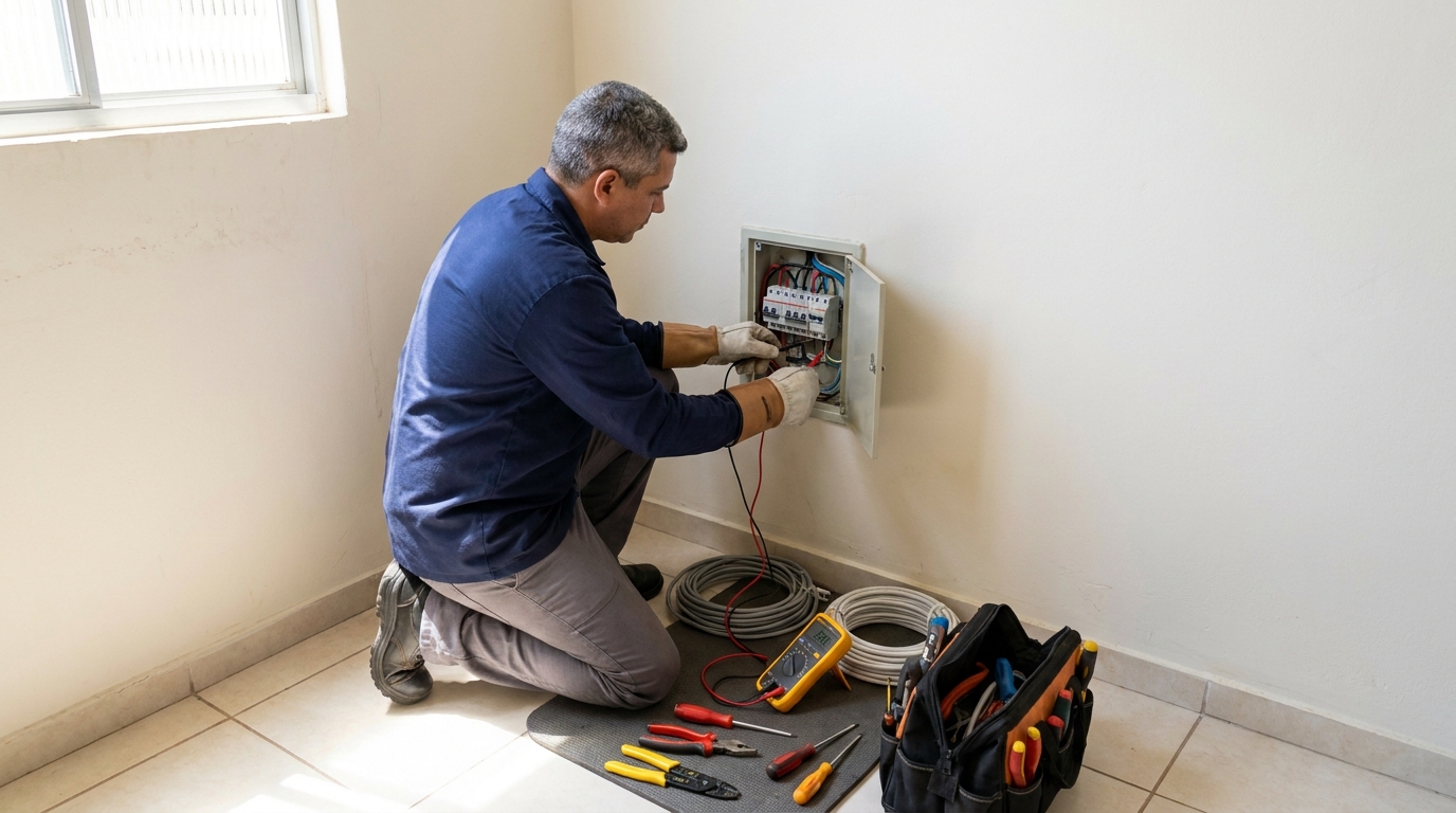 Eletricista em atendimento residencial em Blumenau-SC